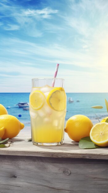 Cool freshly homemade lemonade and lemon Generative AI