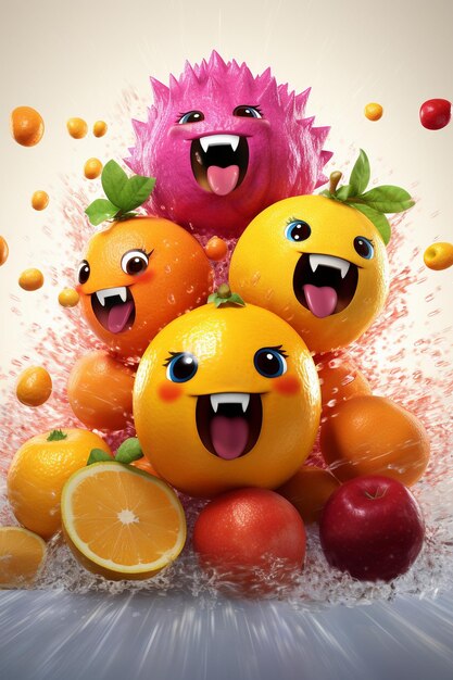 Photo cool fruit character