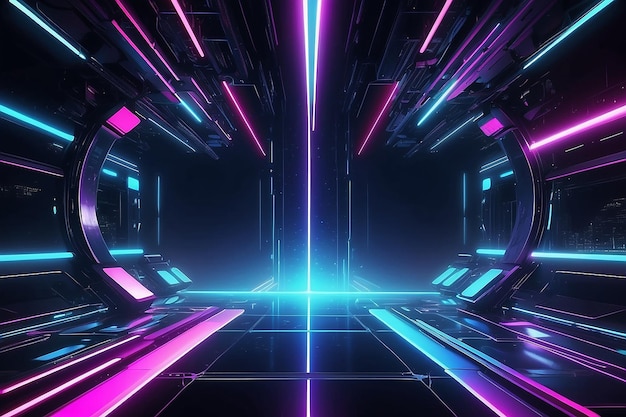 Cool futuristic abstract background with shining neon lights