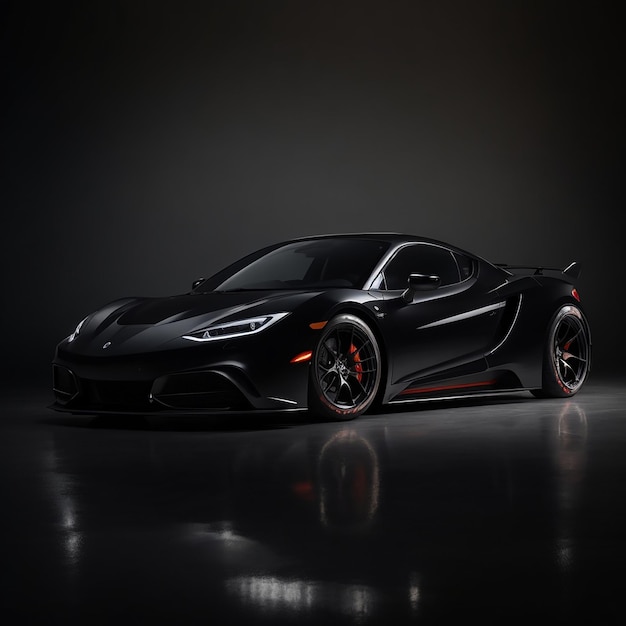 Cool generic sports car in a dark studio generated by AI