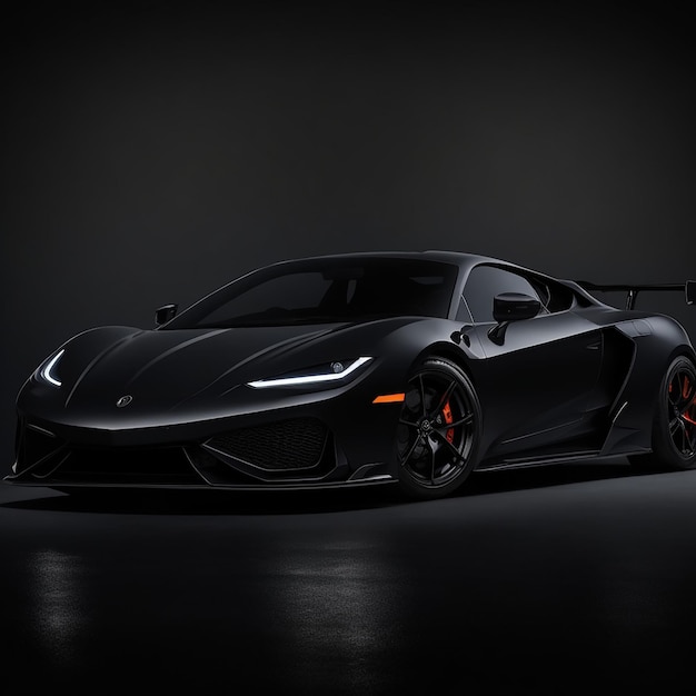 Cool generic sports car in a dark studio generated by AI