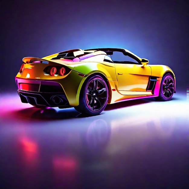 Cool generic sports car in a dark studio generated by AI