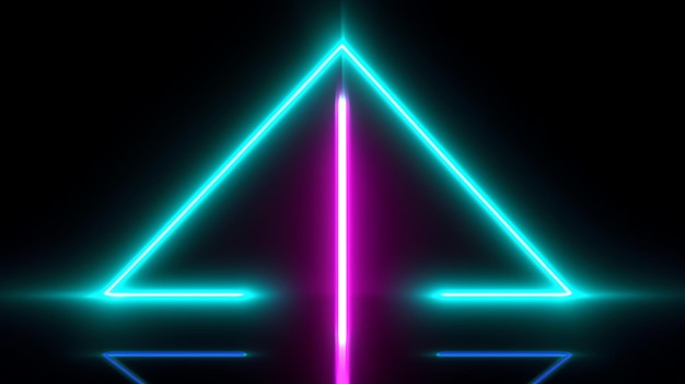 Фото Крутая геометрическая треугольная фигура в неоновом лазерном свете отлично подходит для фона и обоев