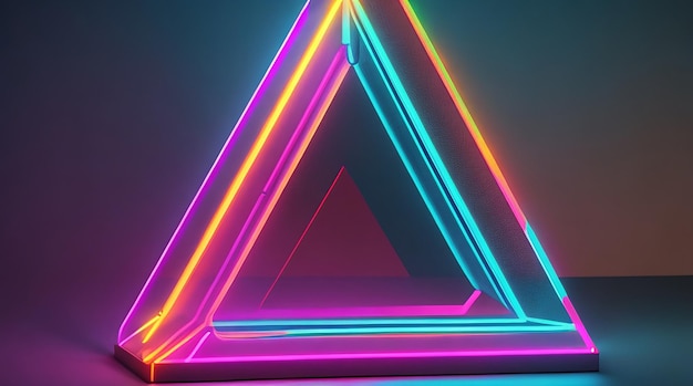 Cool geometric triangular figure in a neon laser light great for background