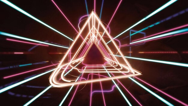 Cool geometric triangular figure in a neon laser light great for backgrounds and wallpapers