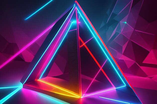 Cool geometric triangular figure in a neon laser light great for backgrounds and wallpapers