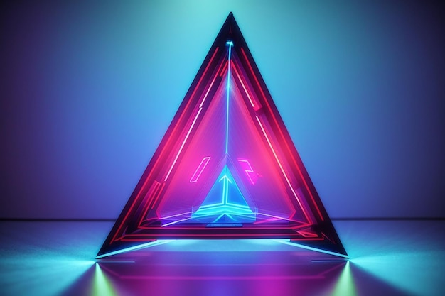 Крутая геометрическая треугольная фигура в неоновом лазерном свете, отличная для фона