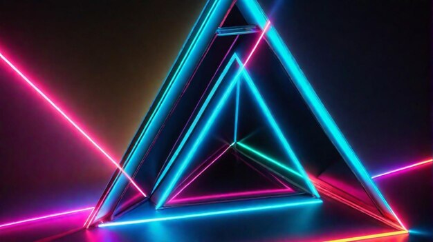 Cool geometric triangular figure in a neon laser