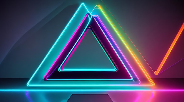 Cool geometrisch driehoekig figuur in neonlaserlicht, ideaal voor achtergrond