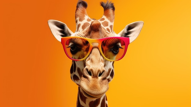 Cool giraffe with sunglasses