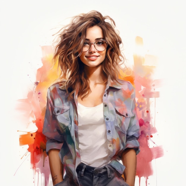 Cool girl modern illustration isolated