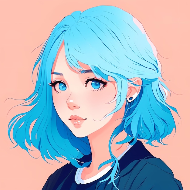 cool girl with blue hair