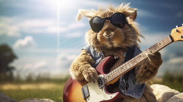 Cool gitarist Rabbit Rocking Outquot