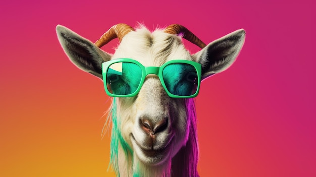 Cool goat with sunglasses