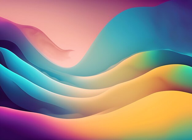 Cool Gradient Colors Blend Together Smoothly to Create Calming Abstract Waves Background