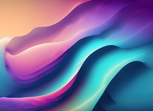 Cool Gradient Colors Blend Together Smoothly to Create Calming Abstract Waves Background