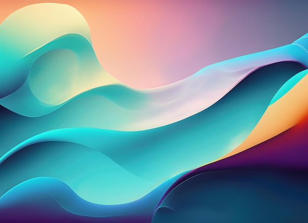 Cool Gradient Colors Blend Together Smoothly to Create Calming Abstract Waves Background