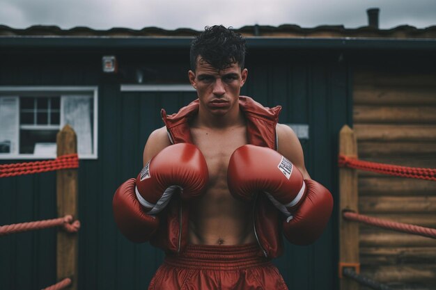 Foto un ragazzo simpatico posa boxe