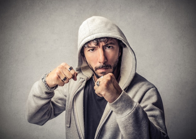 Cool guy ready to fight