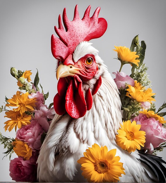 写真 頭に花を飾った涼しいの肖像画