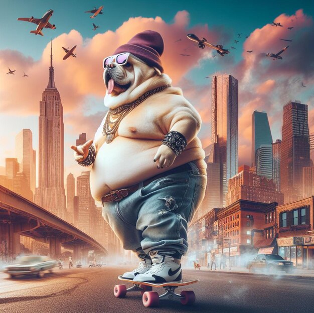 사진 멋진 히스패닉 스터 라브라도르 플러스 사이즈 스피드 플립 점프 스케이트보드 인간형 재미있는 캐릭터