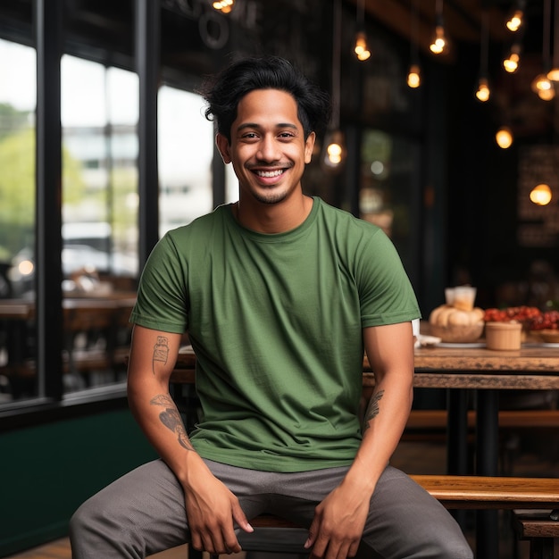 A cool Indian man wearing empty blank tshirt