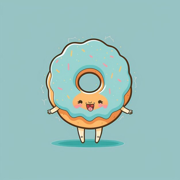 Photo cool kawaii donut  vector illustration