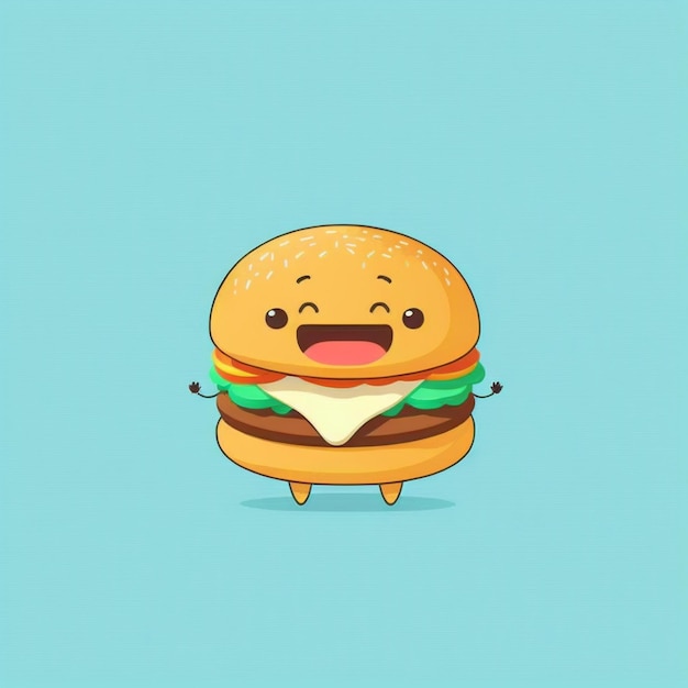 Foto raffreddare l'illustrazione vettoriale dell'hamburger kawaii