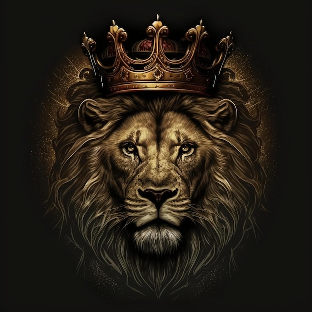 Cool king lion illustration design