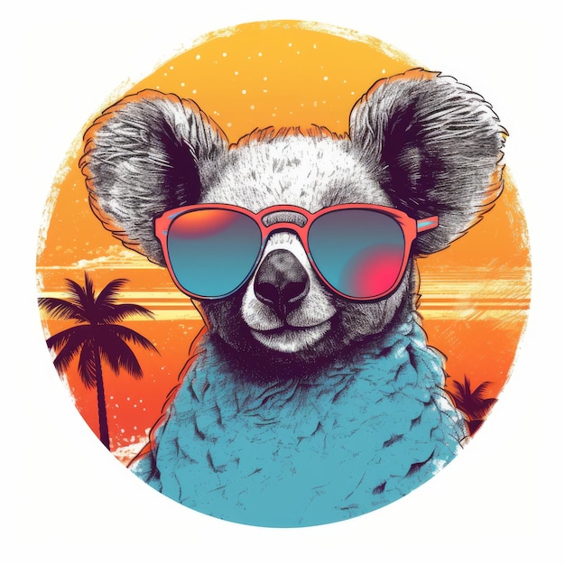 Cool Koala Sunset Illustration