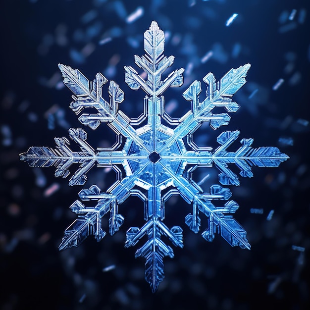cool light and dreamy macro shot of a snowflake