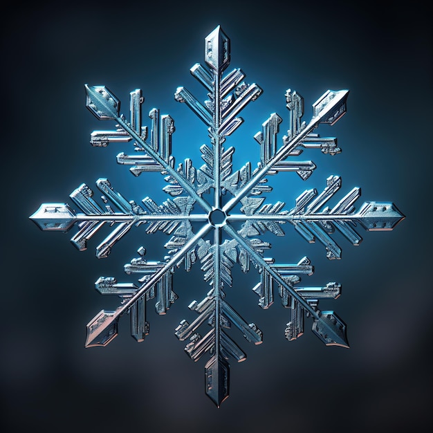 cool light and dreamy macro shot of a snowflake