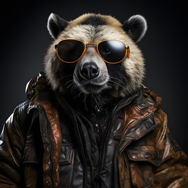 Cool Mafia Gangster Bear met een jas en een zonnebril