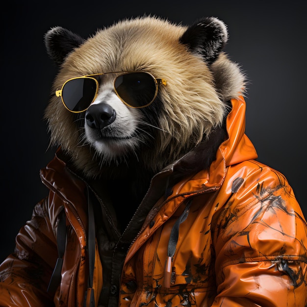 Cool Mafia Gangster Bear Wearing a Jacket and Sunglasses