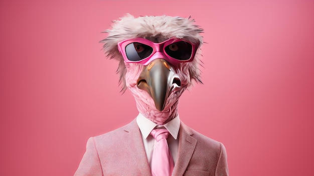 Cool man wearing ostrich mask