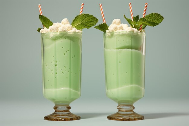 Cool Mint milkshake glasses Generate Ai