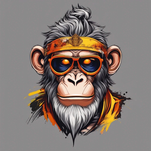 Cool monkey King wearing sunglasses trendy Tshirt design