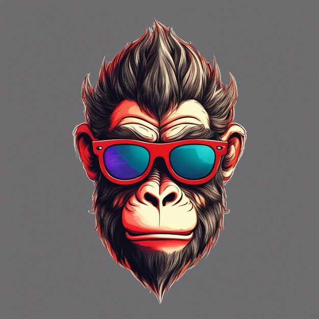 Photo cool monkey king wearing sunglasses trendy tshirt design