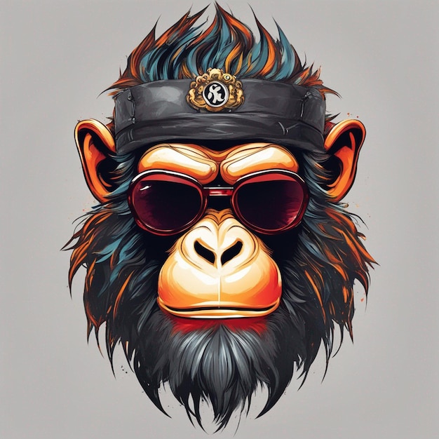 Cool monkey King wearing sunglasses trendy Tshirt design