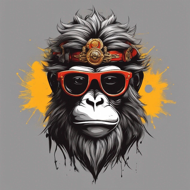 Cool monkey king wearing sunglasses trendy tshirt design