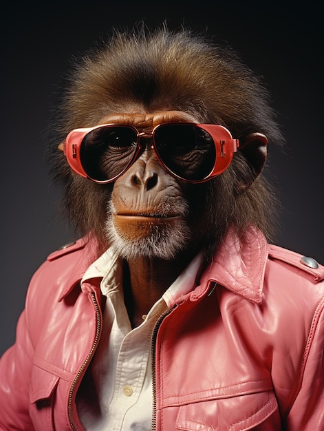 Photo a cool monkey wearing a business suit and goggles