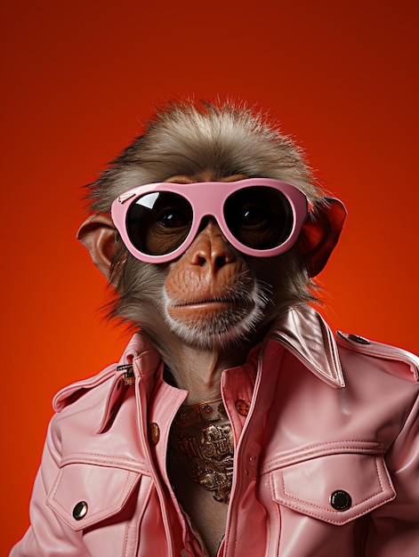 Photo a cool monkey wearing a business suit and goggles