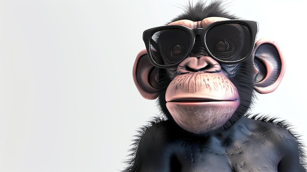 A cool monkey wearing sunglasses is looking at you with a funny expression