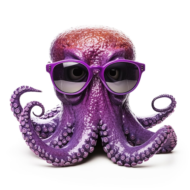 Photo cool octopus wearing sunglasses