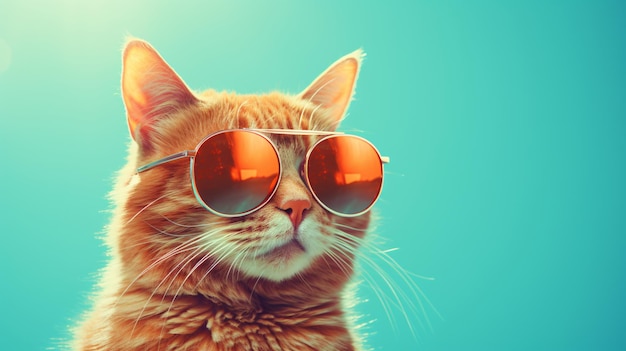 Cool orange cat with sunglasses