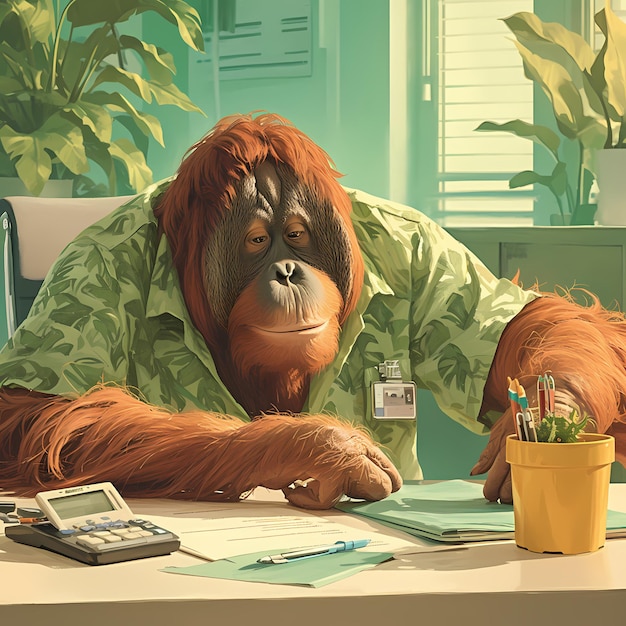 Cool Orangutan Office Companion