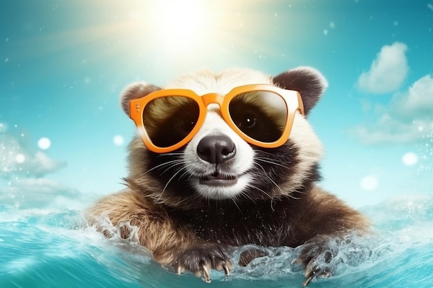 Cool Panda Sunglasses Summer and Vacation Vibes Generative AI