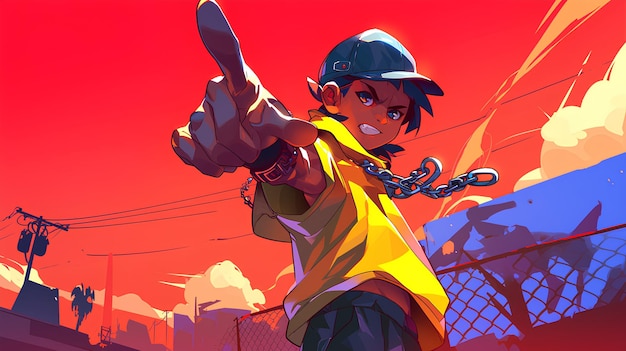 cool pose action smiling angrily pointing towardslike now its your turn