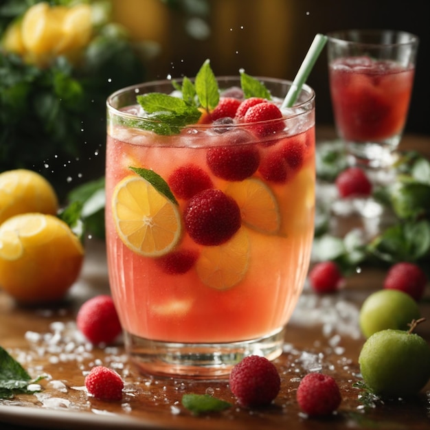 Photo cool and refreshing berry drink