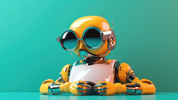 Cool robot on colorful background